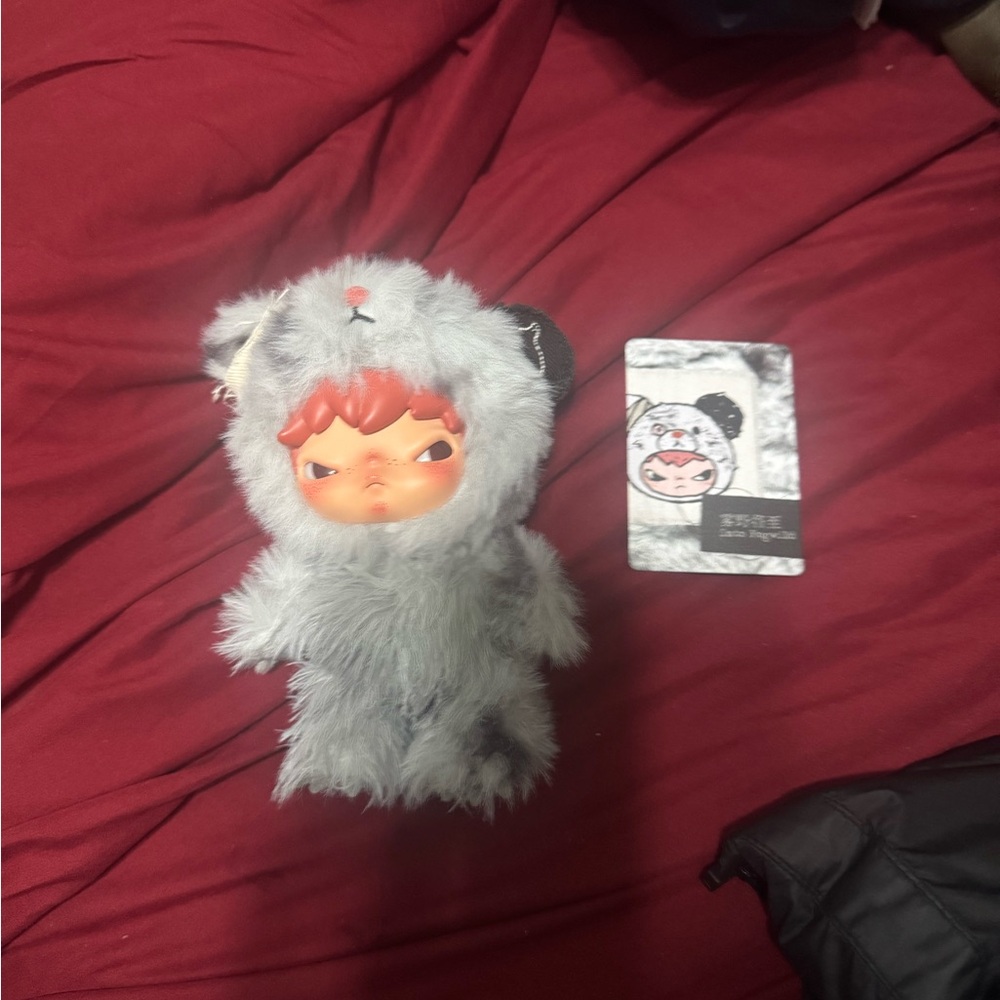 Furry Gray Doll with Red Hair